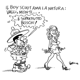 RENZI BOY SCOUT. Le vignette di Vauro, Servizio Pubblico 02.10.2014 [Fotogallery]