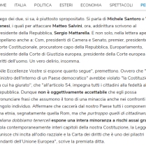 21/06/2018 LIBERO: Santoro-Vauro, delirio totale. Lettera aperta a Mattarella: "I giudici fermino Salvini"